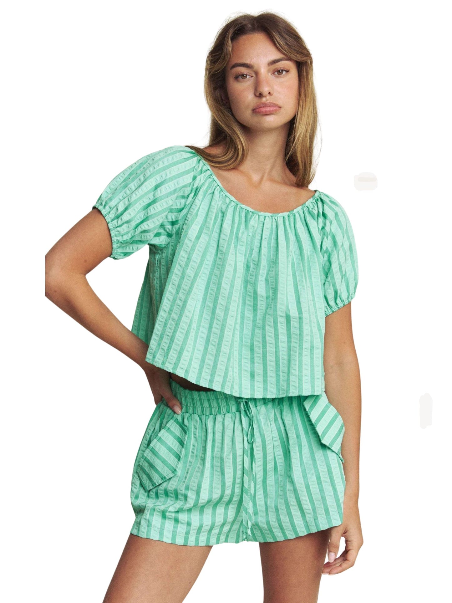 Minty Stripe Top