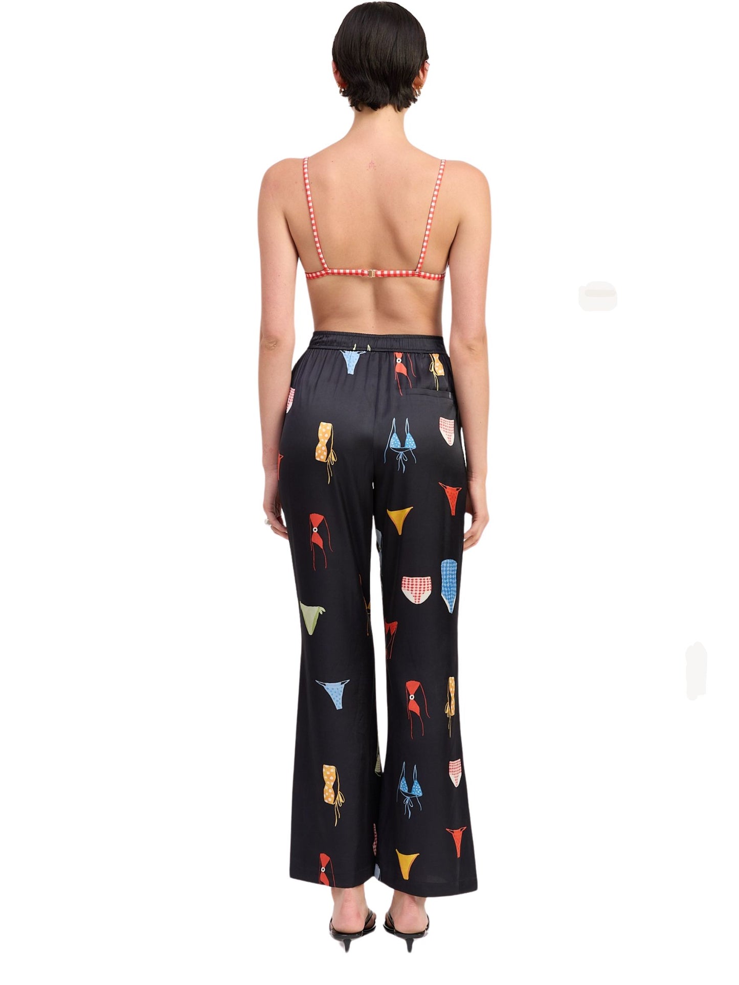 Bathing Suit Printed Satin Wide Leg Pants