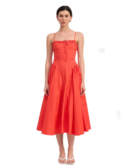 Tomato Corset Bustier Midi A Line Dress