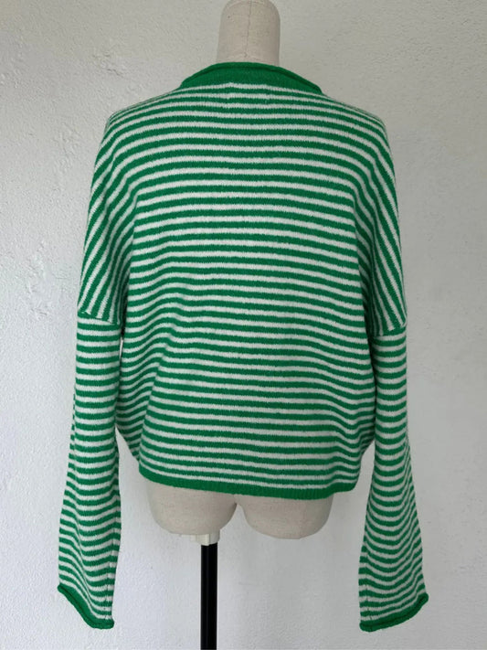 Piper Cardigan - Green Stripe