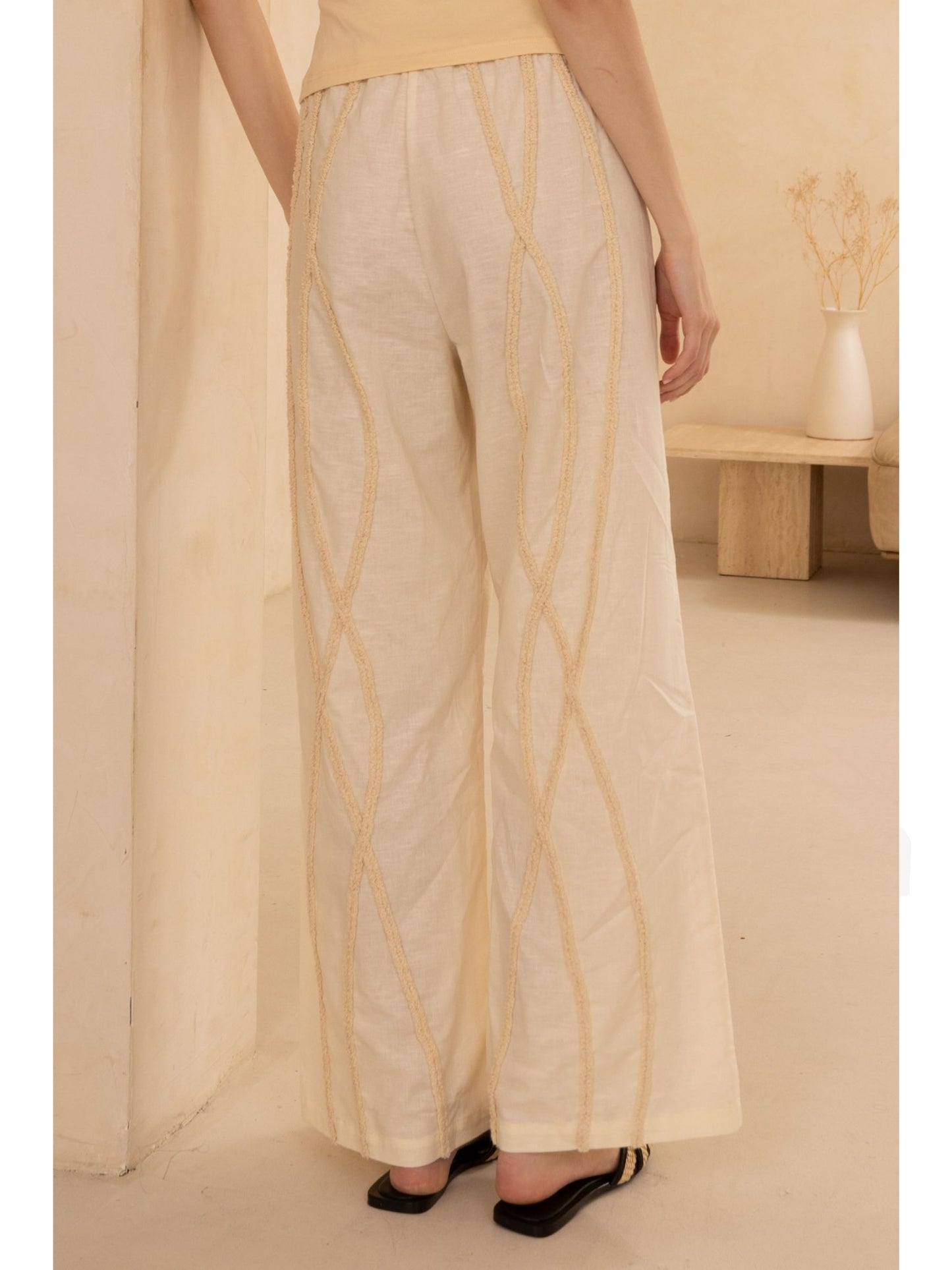 Cotton Wide Leg Bottom w/ Fray Detailing
