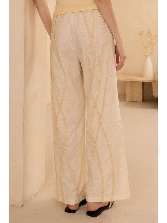 Cotton Wide Leg Bottom w/ Fray Detailing