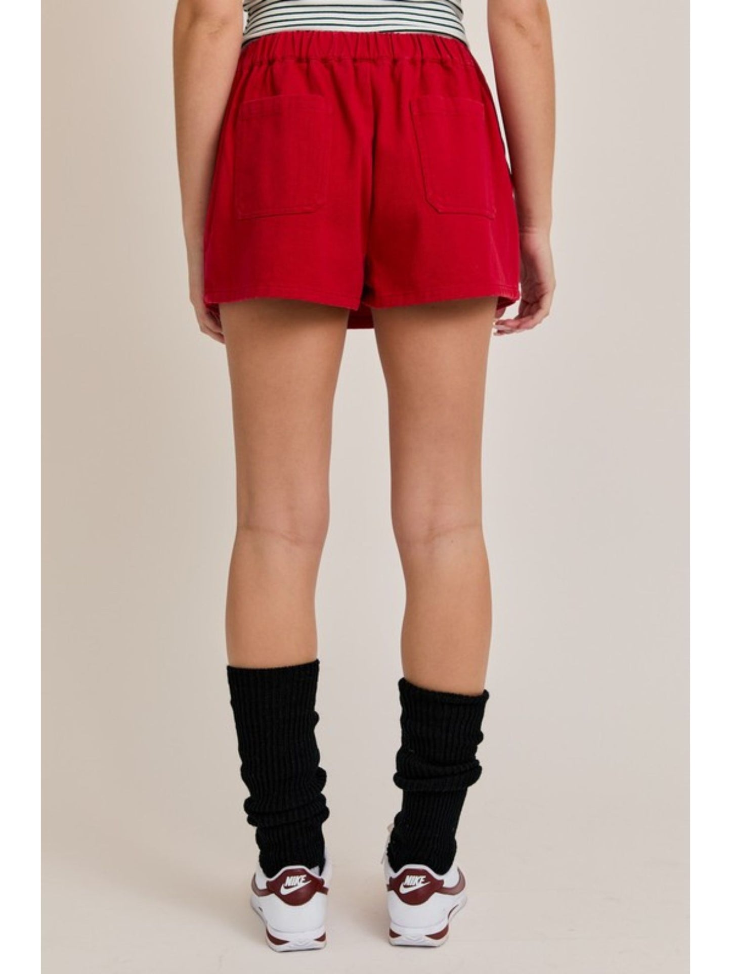 Elastic Waist Drawstring Skort