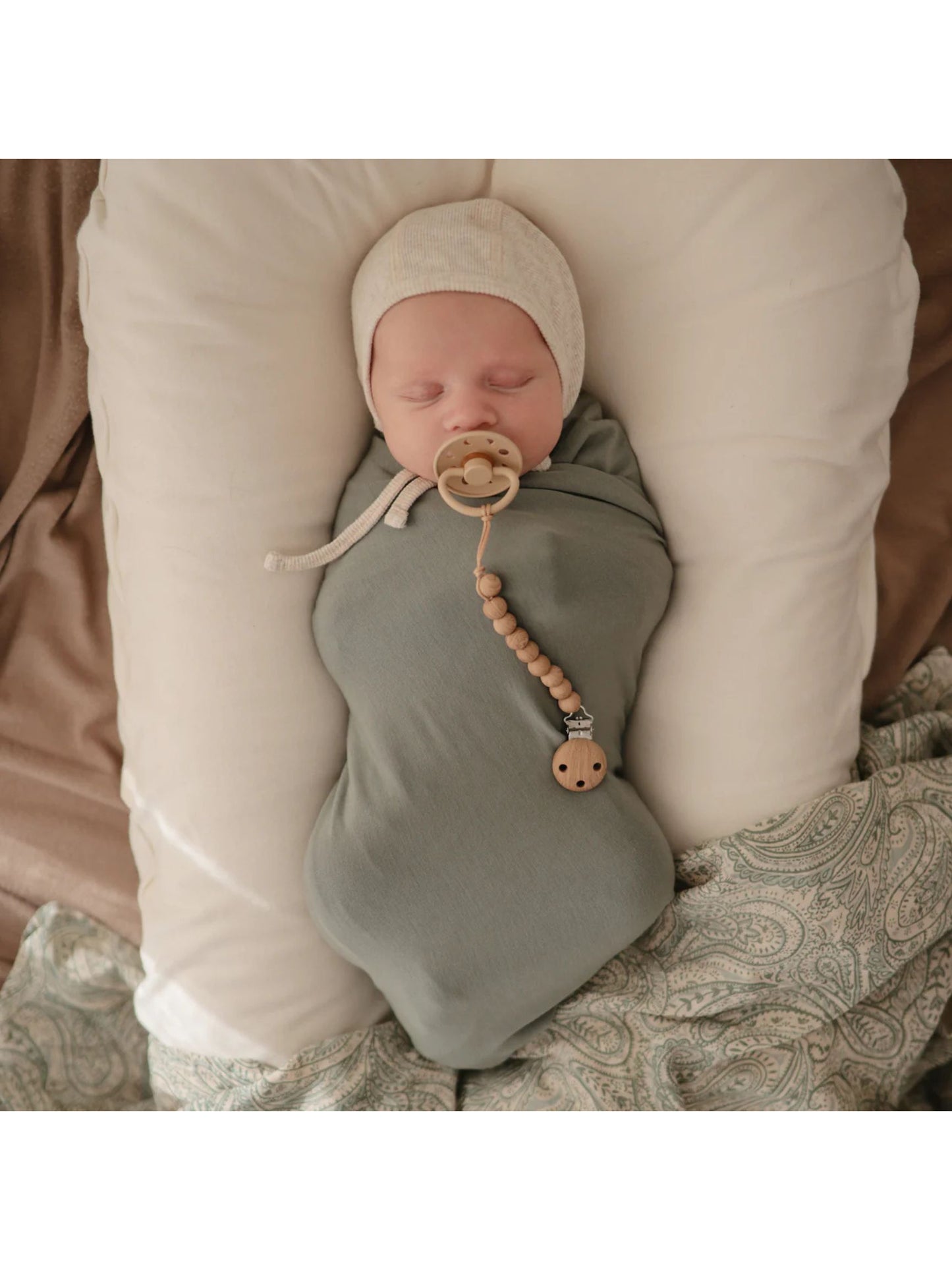 Silicone Pacifier Clip - Faux Wood