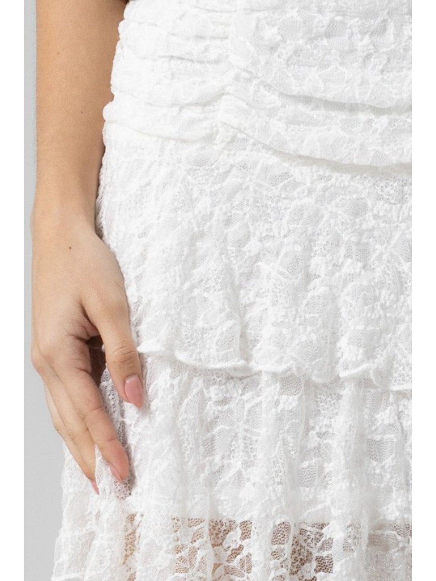 Lettie Shirred Lace Mini Skirt