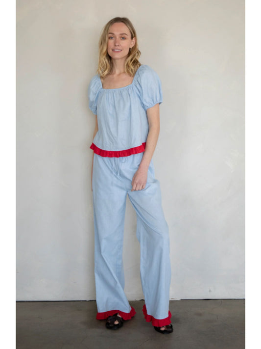Pippa Linen Ruffle Pants