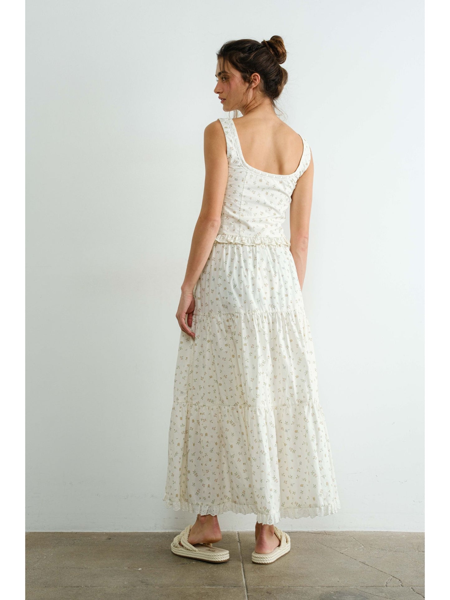 Lila Floral Lace Front Tie Top