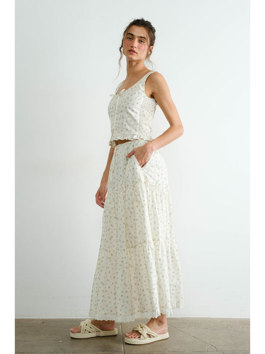 Lila Floral Lace Trim Skirt