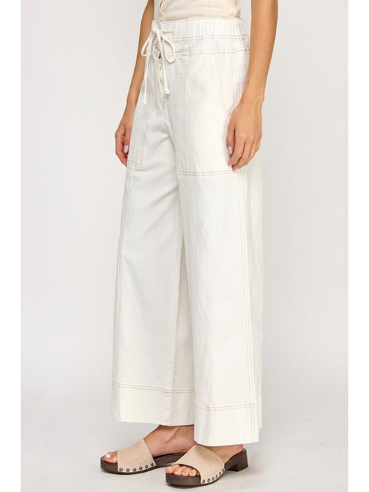 Cotton Twill Wide Leg Pants