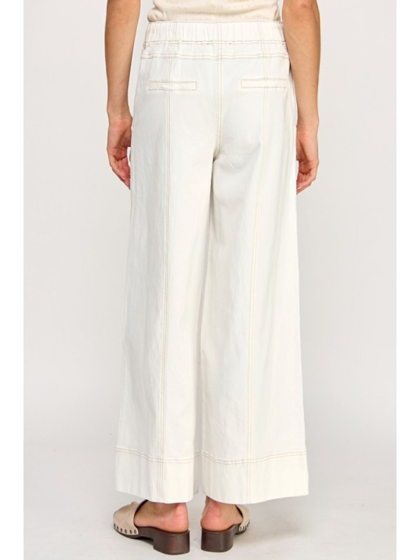 Cotton Twill Wide Leg Pants