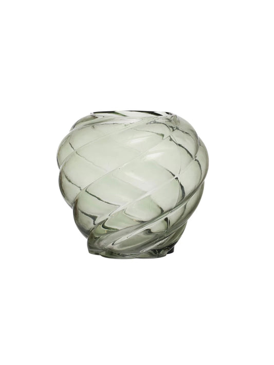 Twisted Green Glass Vase