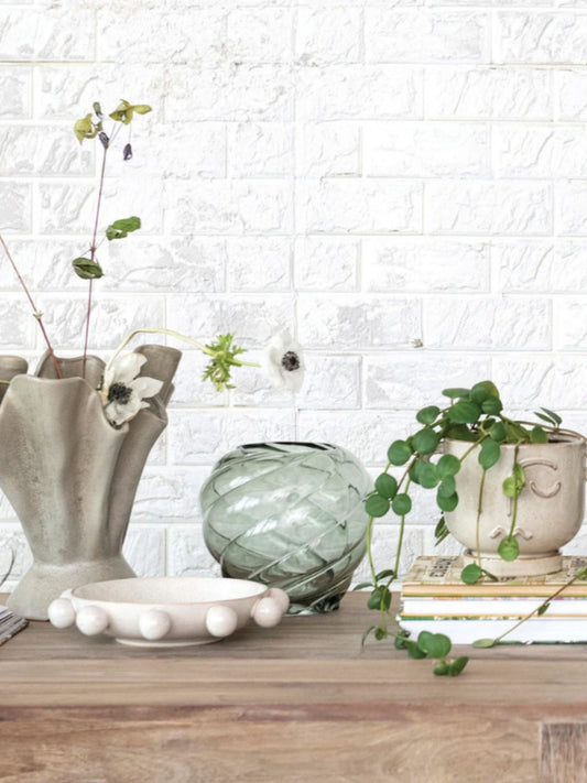 Twisted Green Glass Vase