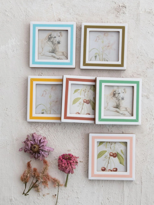 Resin & MDF Photo Frame Magnet w/ Inlaid Stripes