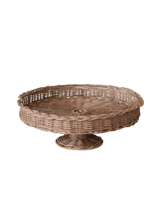 Decorative Hand-Woven Rattan Pedestal with Braided Rim (PICK UP ONLY)