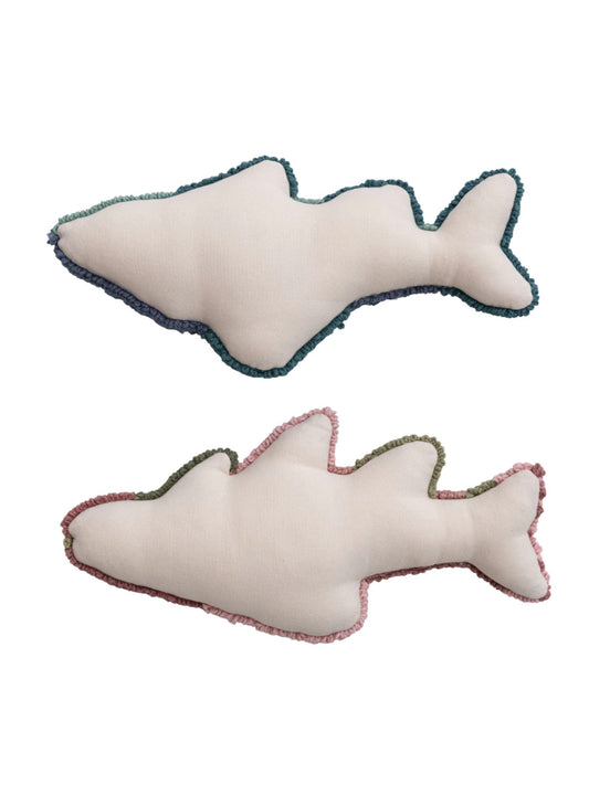Woven Cotton Tufted Fish Shaped Pillow