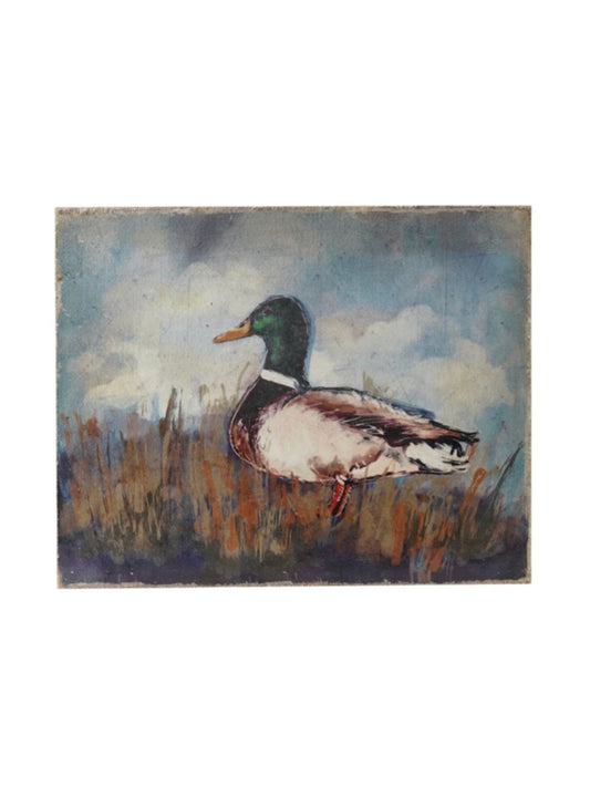 Canvas Wall Décor w/ Duck Image, Distressed Finish
