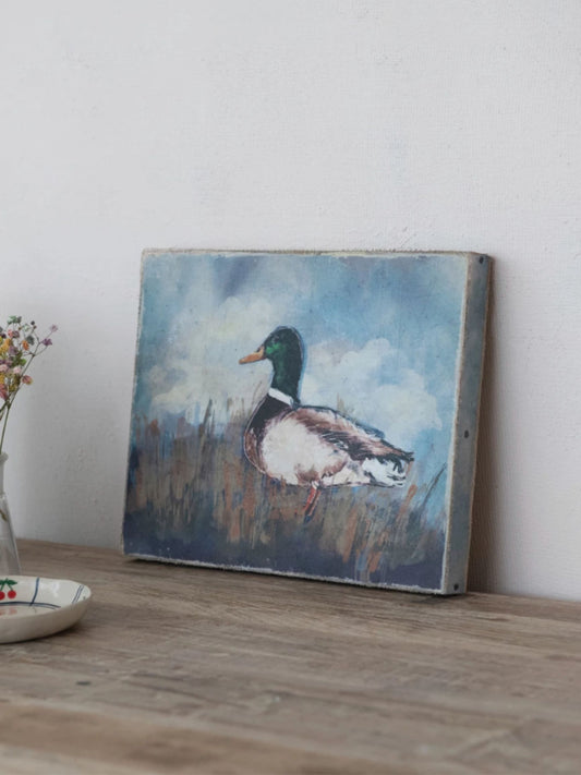 Canvas Wall Décor w/ Duck Image, Distressed Finish