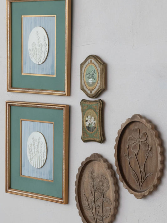 Wall Décor w/ Flowers in Vase, Antique Gold Finish & Multi Color