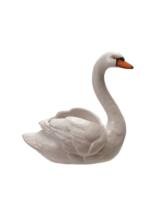 Stoneware Swan Planter