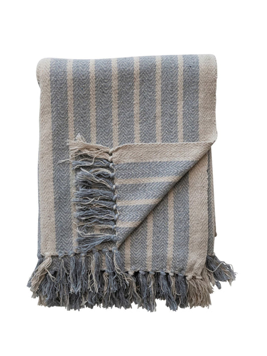 Coastal Woven Recycled Cotton Blend Throw