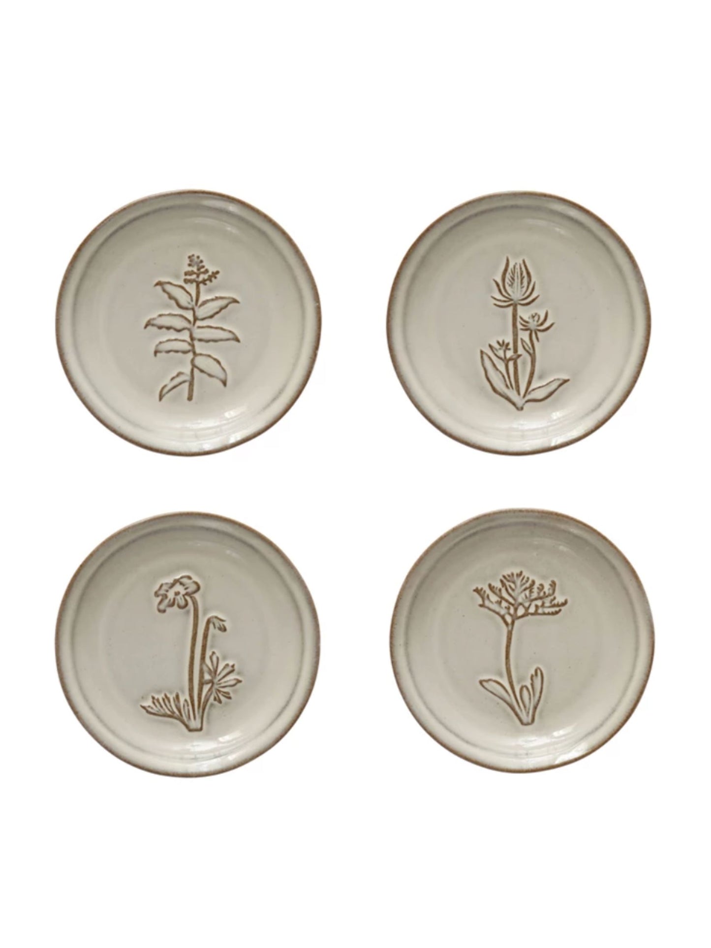 Embossed Stoneware Dish w/ Flower