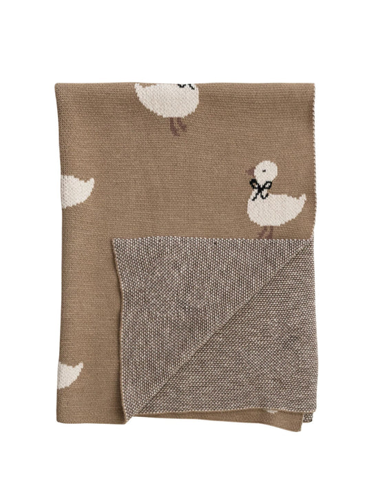 Cotton Knit Baby Blanket w/ Ducklings