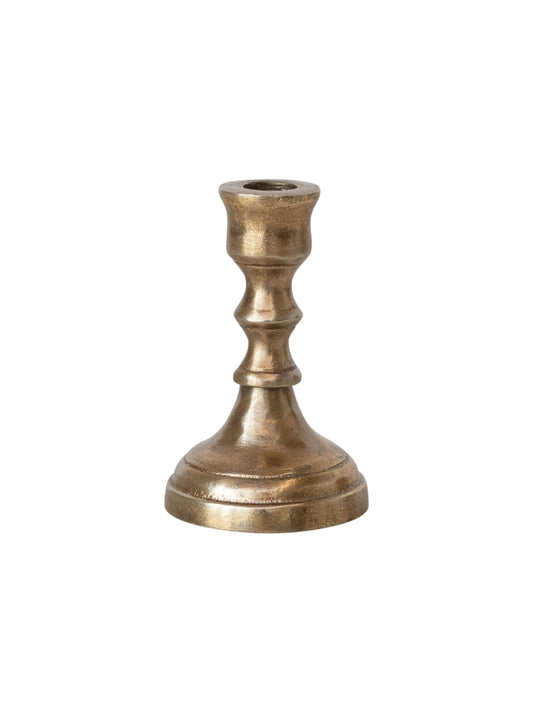 3" Cast Aluminum Taper Holder, Antique Brass Finish