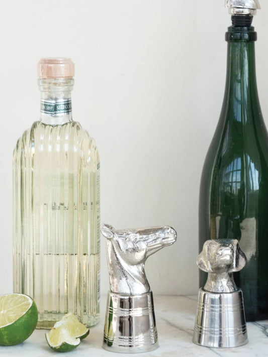 Cast Aluminum & Stainless Steel Horse Head Shot Glass in Box