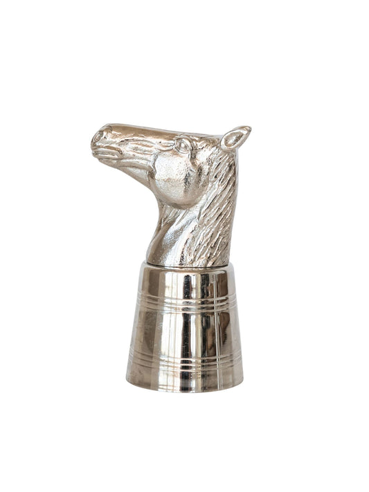 Cast Aluminum & Stainless Steel Horse Head Shot Glass in Box