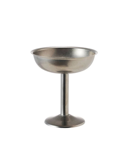 Stainless Steel Footed Coupe Glass/Dish, Brushed Pewter Finish