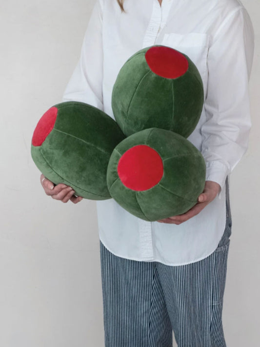 Cotton Velvet Olive Shaped Pillow
