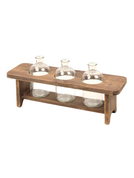 Flower Lab Wooden Stand With 3 Bottles - PICK UP ONLY