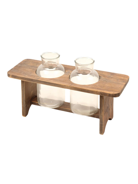 Wooden Flower Stand With 2 Large Bottles - PICK UP ONLY