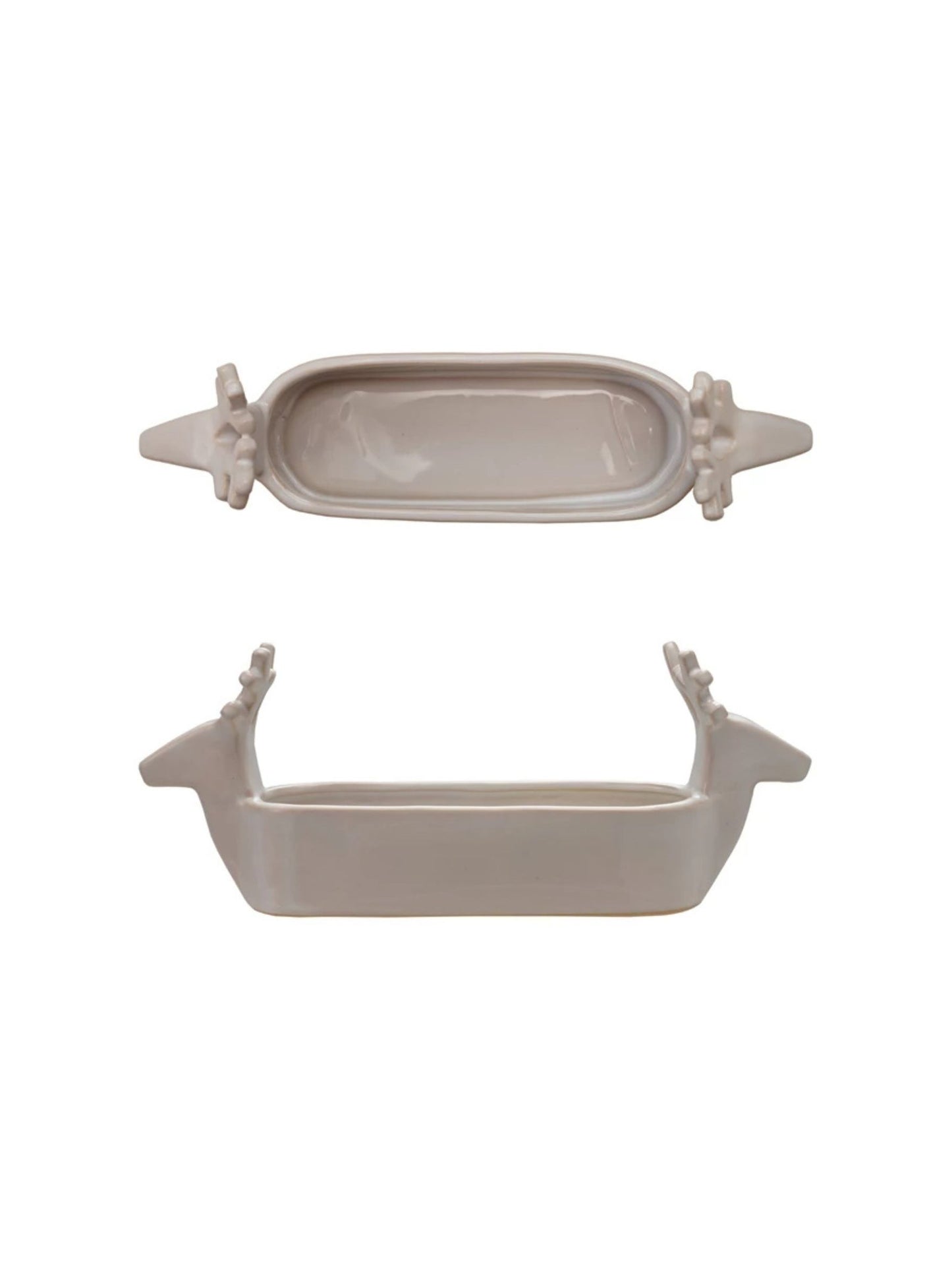 Stoneware Cracker Dish with Deer Heads