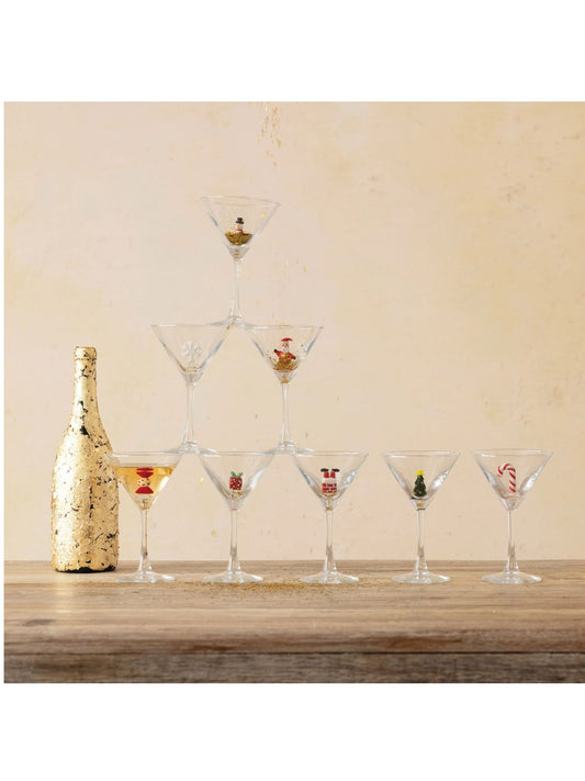 4 oz. Martini Glass with Hand-Blown Holiday Figure