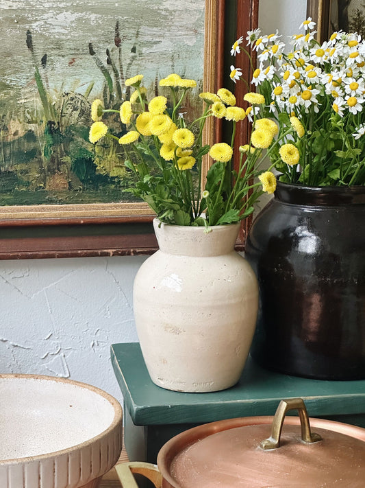 Vintage Cream Ceramic Vase