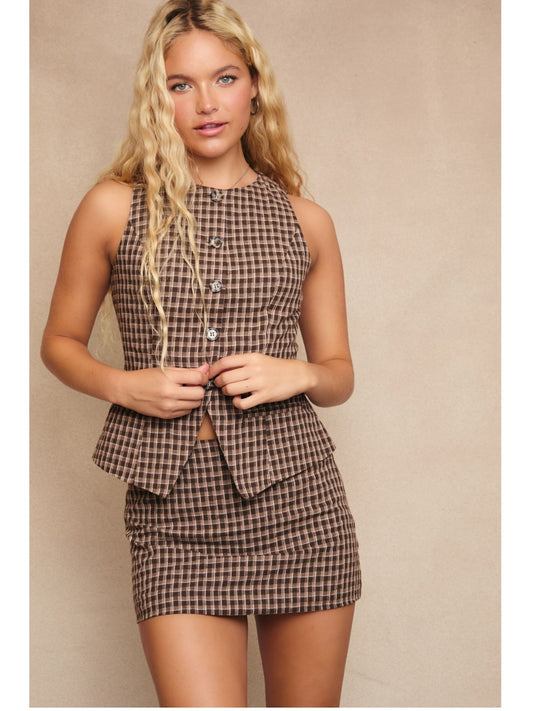 Elizabeth Gingham Vest Skirt