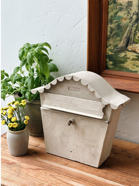 Vintage White Scalloped Edge Mailbox - Pick Up Only
