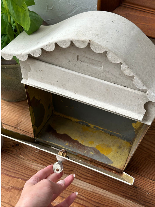 Vintage White Scalloped Edge Mailbox - Pick Up Only