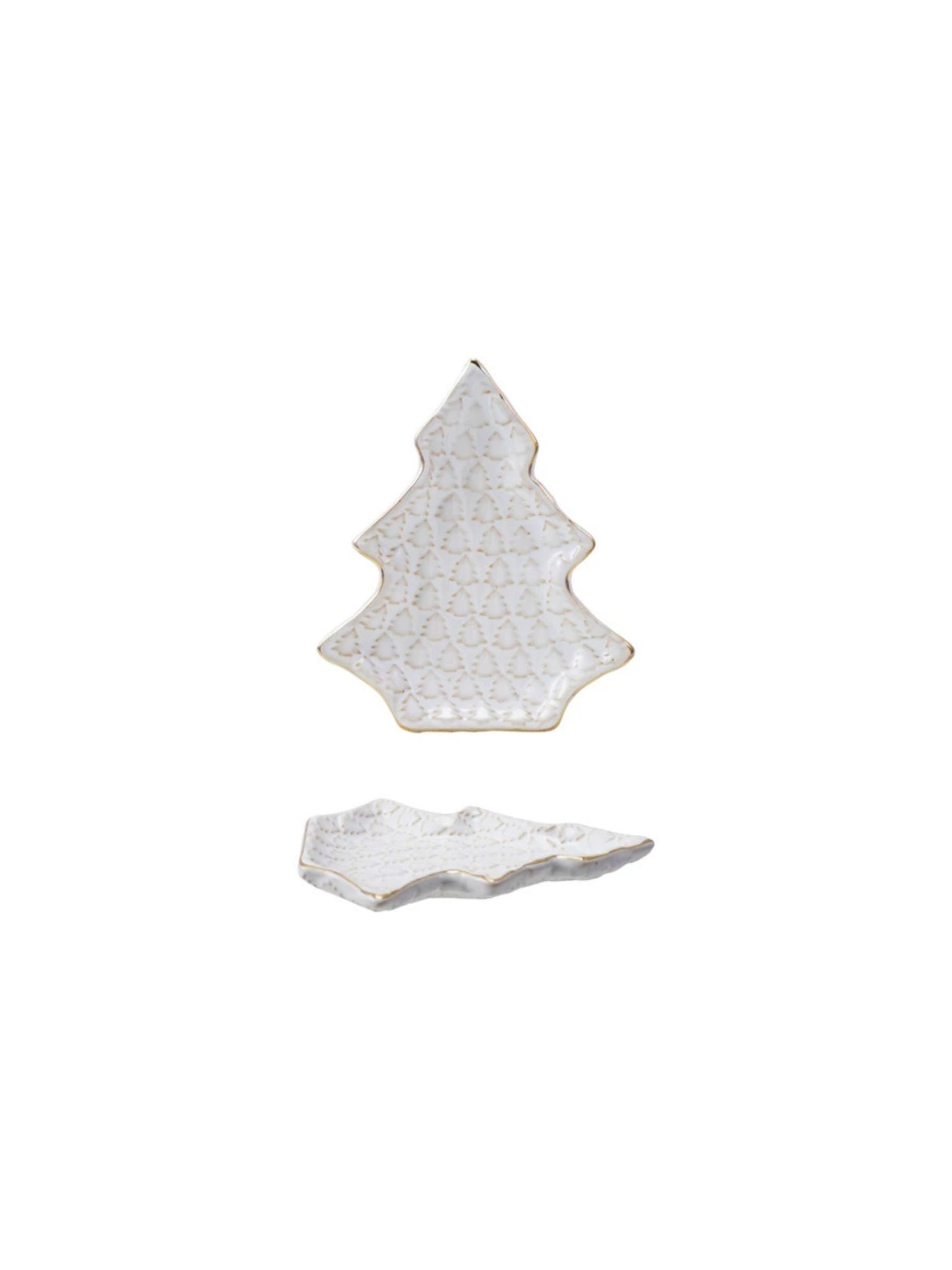 Stoneware Tree Shaped Plate with Trees
