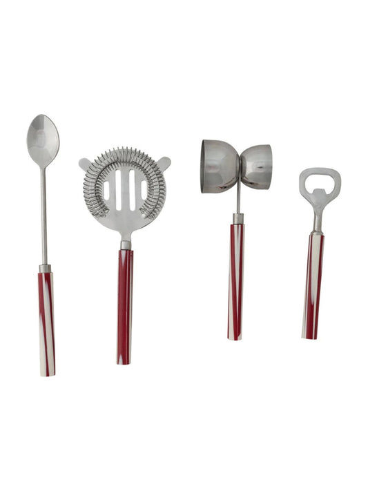 Bar Tools with Marbled Resin Handles, Boxed Set of 4