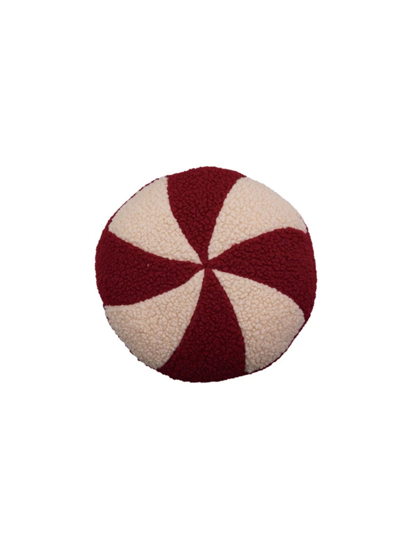 Fabric Faux Sherpa Peppermint Shaped Pillow