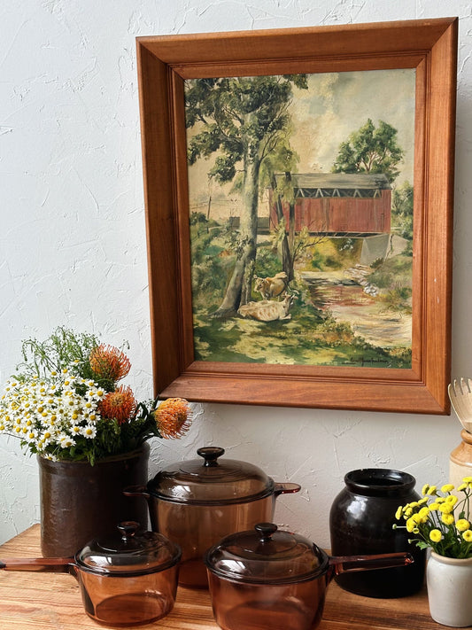 Vintage Farmscape Oil Painting - Pick up only