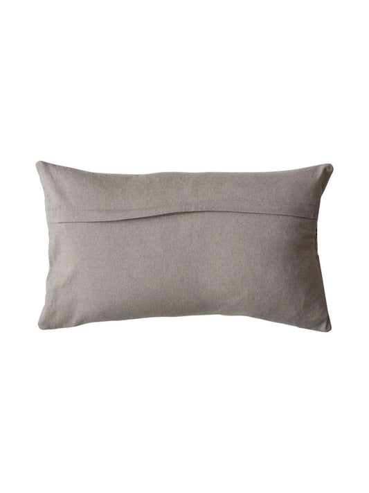 Cotton Embroidered Lumbar Pillow w/ Chambray Back
