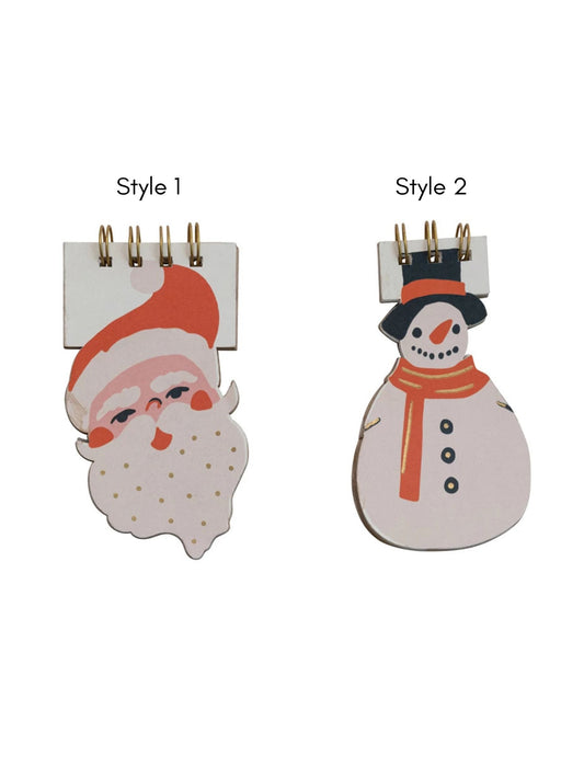 Handmade Diecut Santa/Snowman Shaped Spiral Notebook