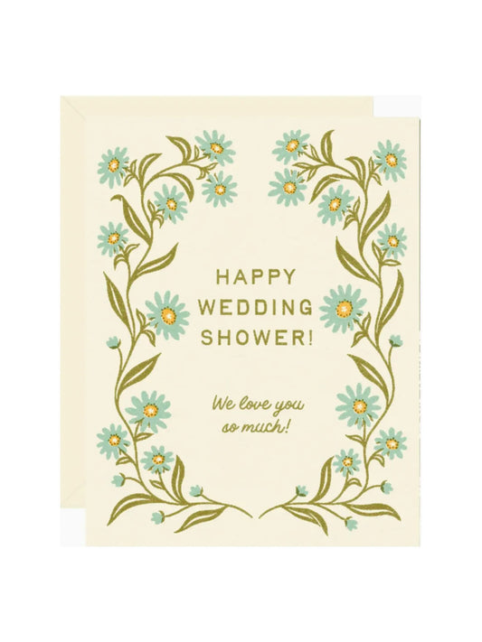 Wedding Shower Card - Blue Daisy Flowers