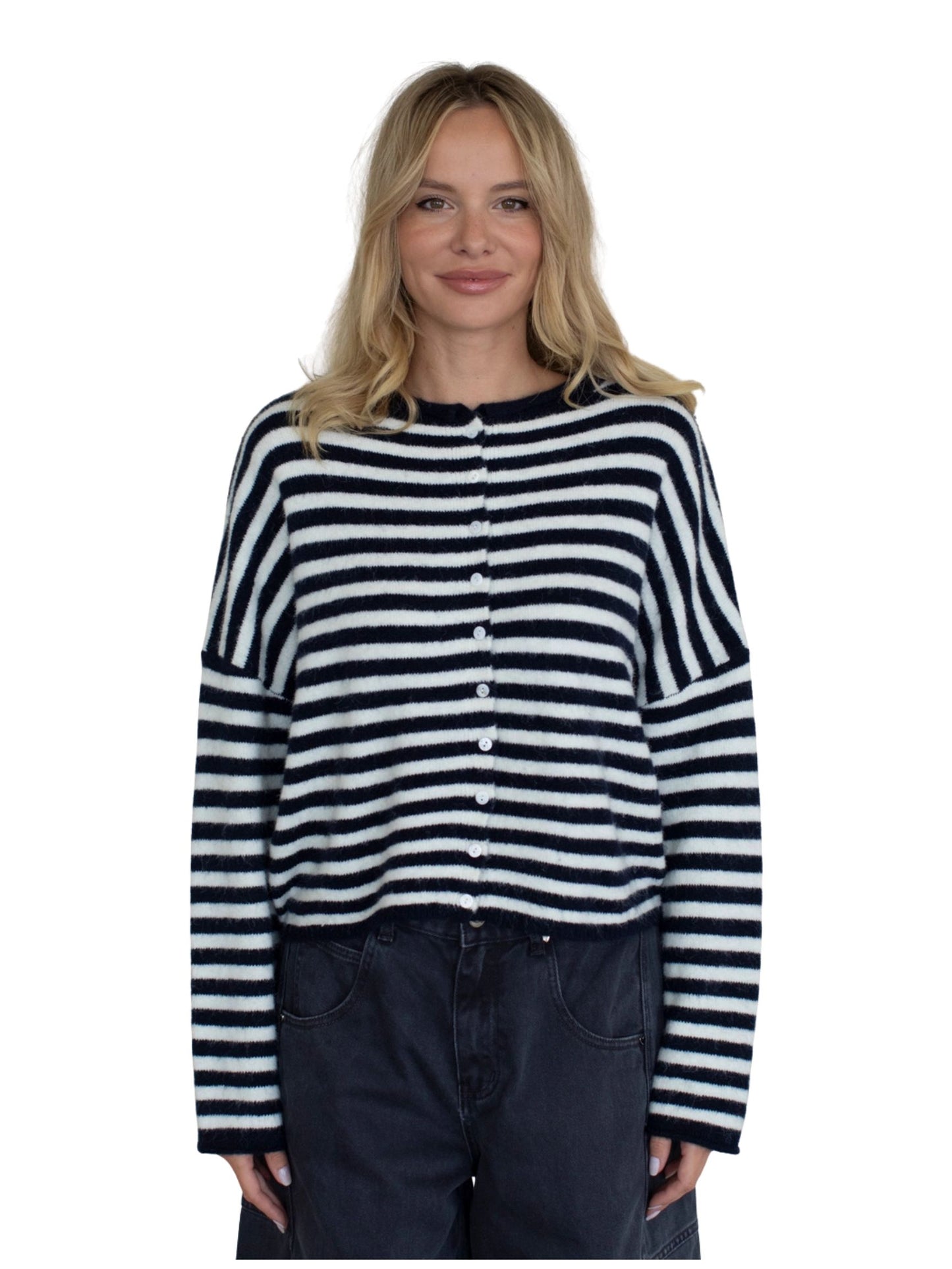 Piper Cardigan - Navy/White Stripe