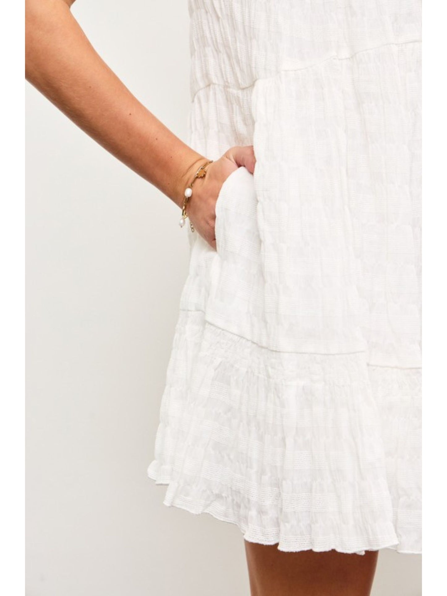 Scoop Neck Smocked Cap Sleeve Tiered Dress