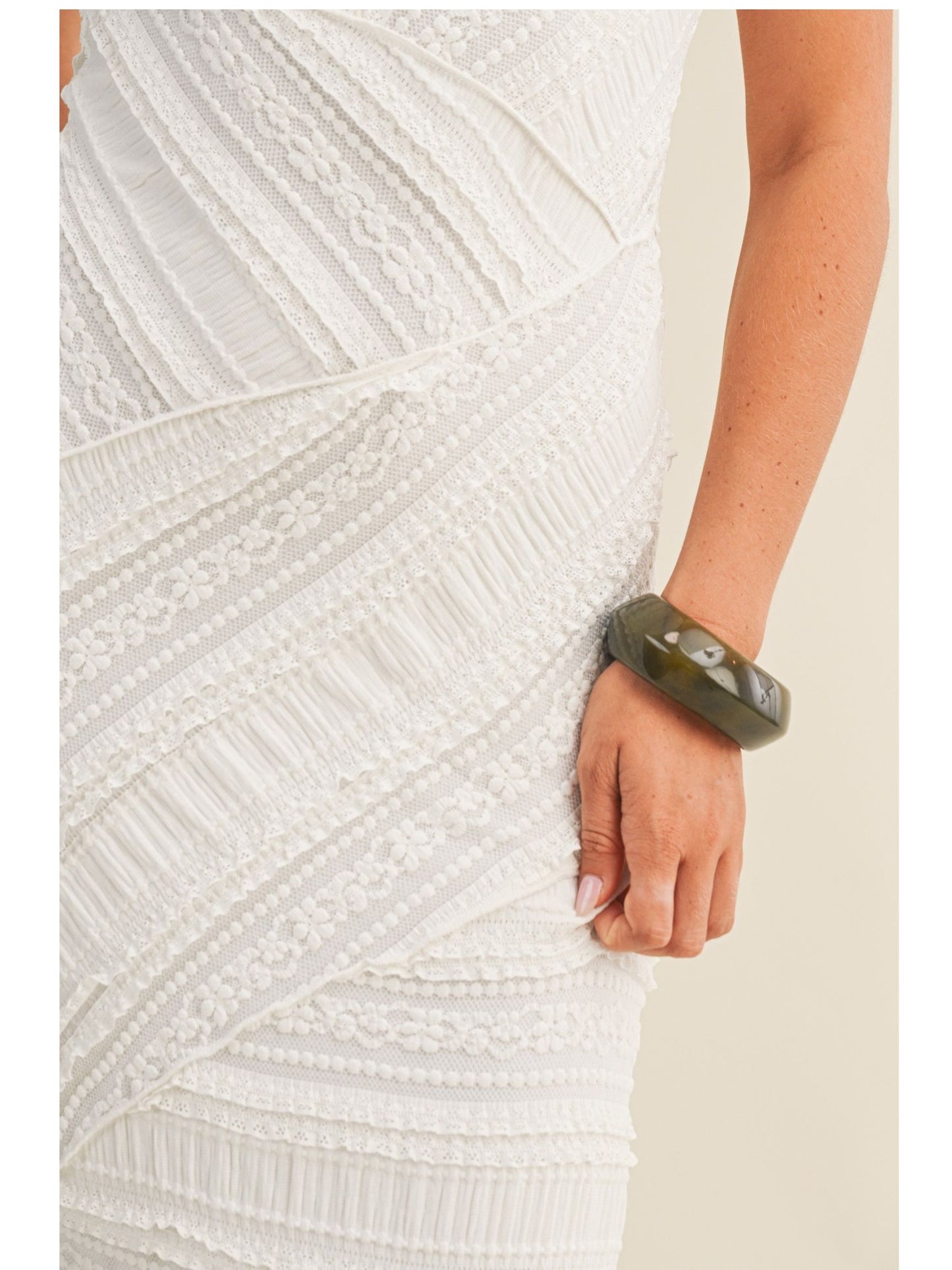 Textured Diagonal Lace Sleeveless Dress