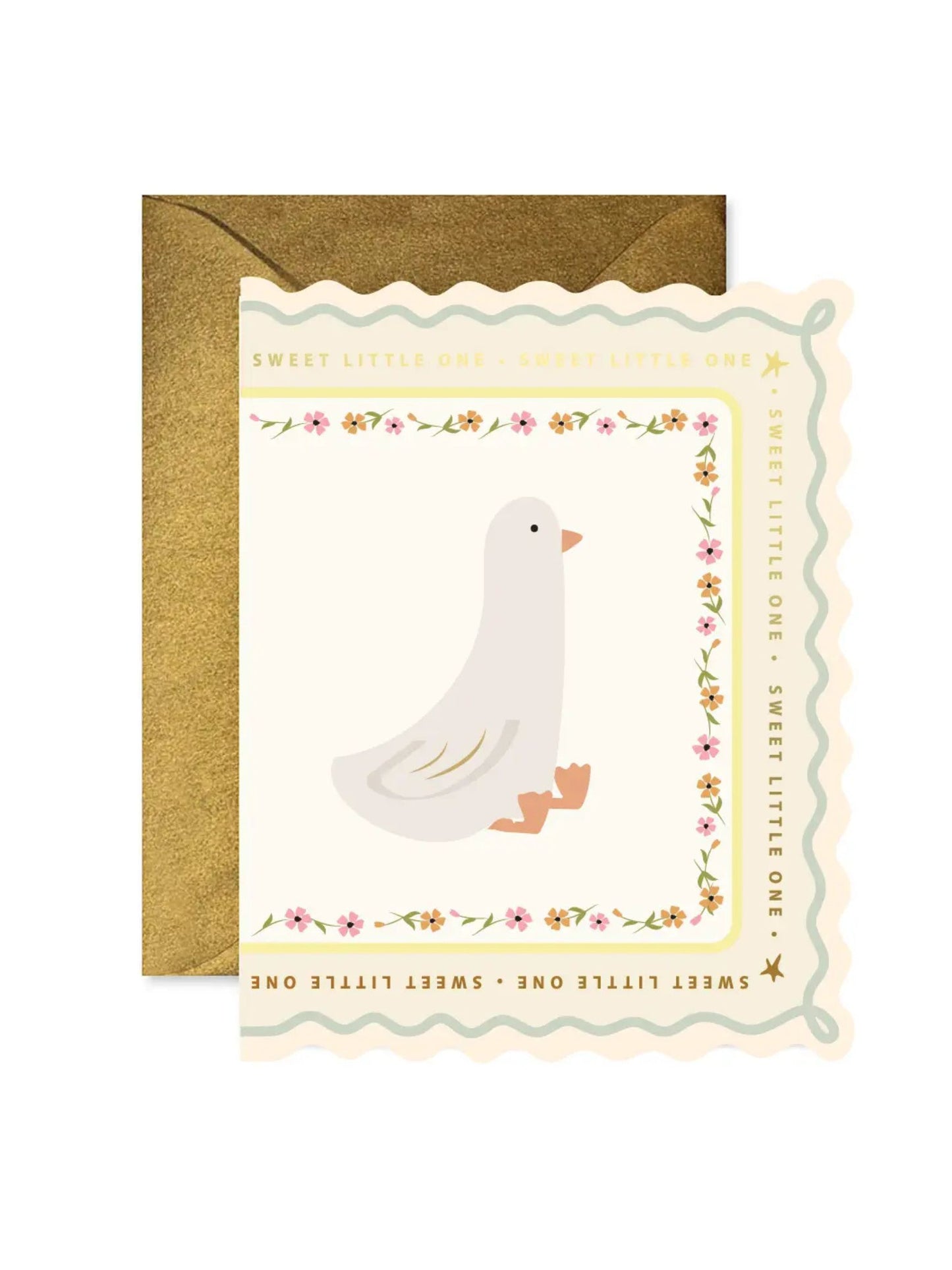 Sweet Little Goose Scallop Greeting Card